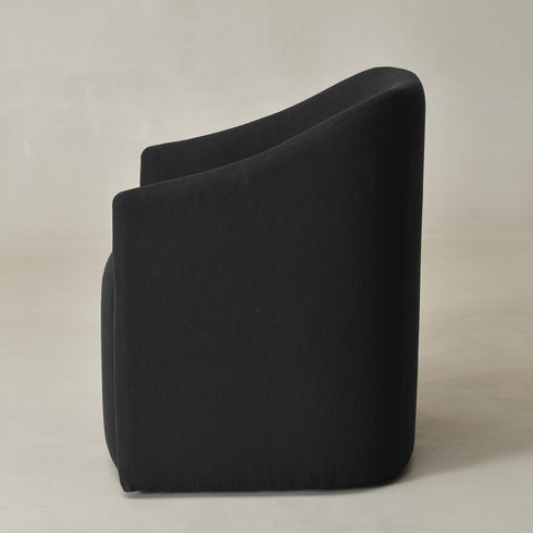 Rafa Performance Dining Chair with Casters – Padded Dining Chair with Arms | Chairs for Formal Dining Room | Kinwell Furniture | Soft Performance Fabric